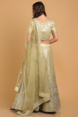 Pear Green Dori Embroidered Net Panelled Lehenga for Wedding & Party