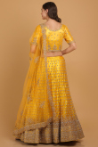 Mustard Yellow Dori Embroidered Net Panelled Lehenga for Wedding & Party