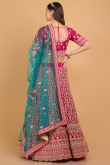 Ruby Pink Zari Embroidered Net Panelled Wedding Lehenga