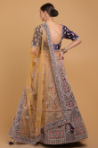 Dusty Purple and Trombone Yellow Velvet Ombre Lehenga for Wedding & Party