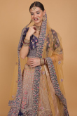 Dusty Purple and Trombone Yellow Velvet Ombre Lehenga for Wedding & Party