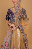 Dusty Purple and Trombone Yellow Velvet Ombre Lehenga for Wedding & Party