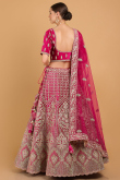 Ruby Pink Velvet Dori Embroidered Wedding Lehenga