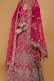 Ruby Pink Velvet Dori Embroidered Wedding Lehenga
