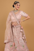 Bridal Wear Salmon Peach Embroidered Silk Lehenga 