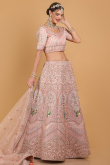 Bridal Wear Salmon Peach Embroidered Silk Lehenga 