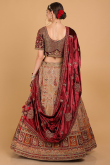 Dori Embroidered Mauve Brown Silk Wedding Lehenga