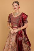Dori Embroidered Mauve Brown Silk Wedding Lehenga