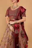 Dori Embroidered Mauve Brown Silk Wedding Lehenga