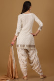 White Georgette Embroidered Patiala Suit