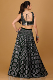 Dark Green Velvet Stone Embellished A-line Lehenga