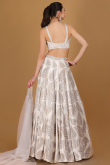 White Velvet Stone Embellished Panelled Style Lehenga