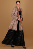 Black Georgette Embroidered Jacket Style Palazzo Suit