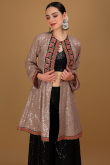 Black Georgette Embroidered Jacket Style Palazzo Suit