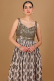 Grey Beige Georgette Printed Churidar Suit for Wedding & Party
