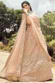 Peach Crepe Embroidered Designer Bridesmaid Lehenga