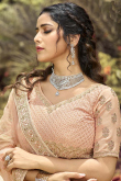 Peach Crepe Embroidered Designer Bridesmaid Lehenga