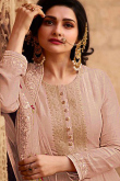 Peach Embroidered Soft Silk Anarkali Suit for Wedding & Party