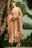 Peach Georgette A Line Churidar Suit for Wedding & Party