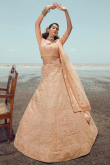 A Line Lehenga in Georgette Peach for Bridesmaid 