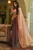 Peach Georgette Embroidered Ombre Saree