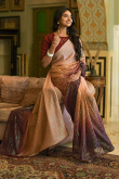 Peach Georgette Embroidered Ombre Saree