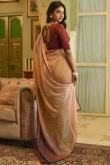 Peach Georgette Embroidered Ombre Saree