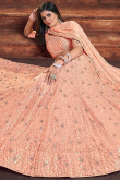 Peach Georgette Embroidered Wedding Lehenga
