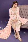 Peach Georgette Embroidered WeddingTrouser Suit
