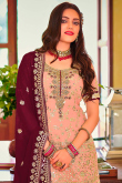 Peach Georgette Straight Cut Sharara Suit