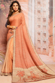 Peach Handloom Saree With Handloom Blouse