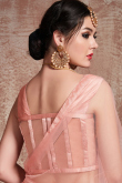 Peach Lace Embroidered Net Layered Style Lehenga 