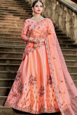 Peach Satin Lehenga With Satin Choli