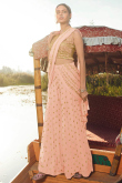 Peach Net Embriodered Palazzo Pant Suit for Wedding & Party