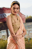 Peach Net Embriodered Palazzo Pant Suit for Wedding & Party