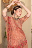 Traditional Saree in Net Peach for Party 
