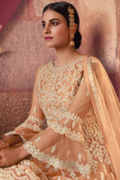 Peach Net Frock Style Pakistani Sharara Suit