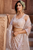 Peach Net Lehenga With Sequins Work For Weddings