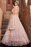 Peach Net Lehenga With Sequins Work For Weddings