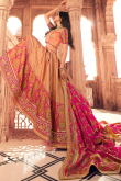 Peach Silk A-Line Woven Zari Lehenga Blouse