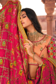 Peach Silk A-Line Woven Zari Lehenga Blouse