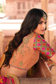 Peach Silk A-Line Woven Zari Lehenga Blouse