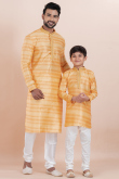 Peach Silk Kurta Pajama Combo for Father & Son Festive Wear