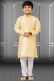 Peach Silk Straight Cut Kids Kurta Pajama