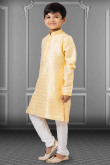 Peach Silk Straight Cut Kids Kurta Pajama