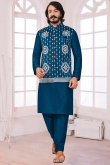 Dark Beige Churidar Party Wear Men Kurta Pajama in Dupion Silk