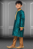 Dupion Silk Men Kurta Pajama in Peacock Blue colour for Party 