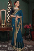 Peacock Blue Indian Wear Georgette Saree