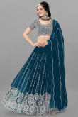 Peacock Blue Georgette Floor Length Lehenga