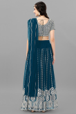 Peacock Blue Georgette Floor Length Lehenga
